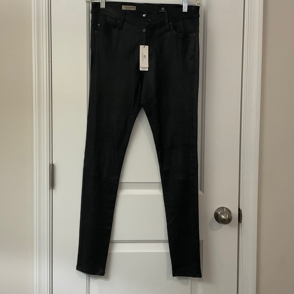 AG Adriano Goldschmied Jet Black Leather Pants